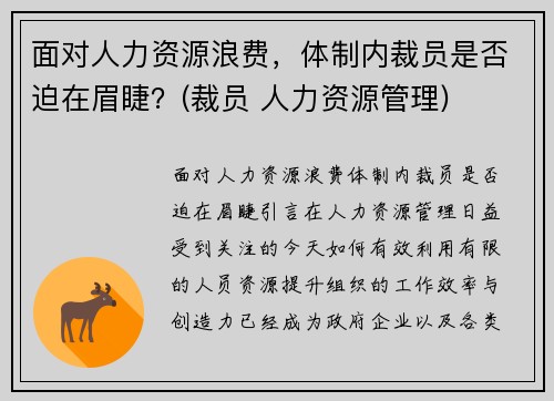 面对人力资源浪费，体制内裁员是否迫在眉睫？(裁员 人力资源管理)